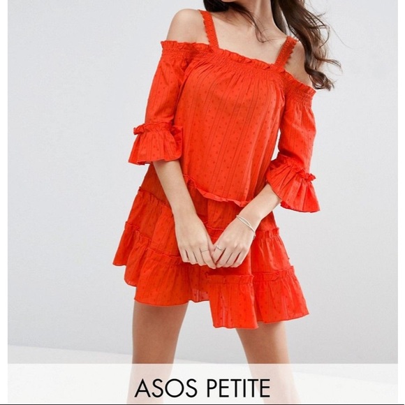 ASOS Petite Dresses & Skirts - 3/$30!! 💰 Tiered Orange Cold-Shoulder Sundress